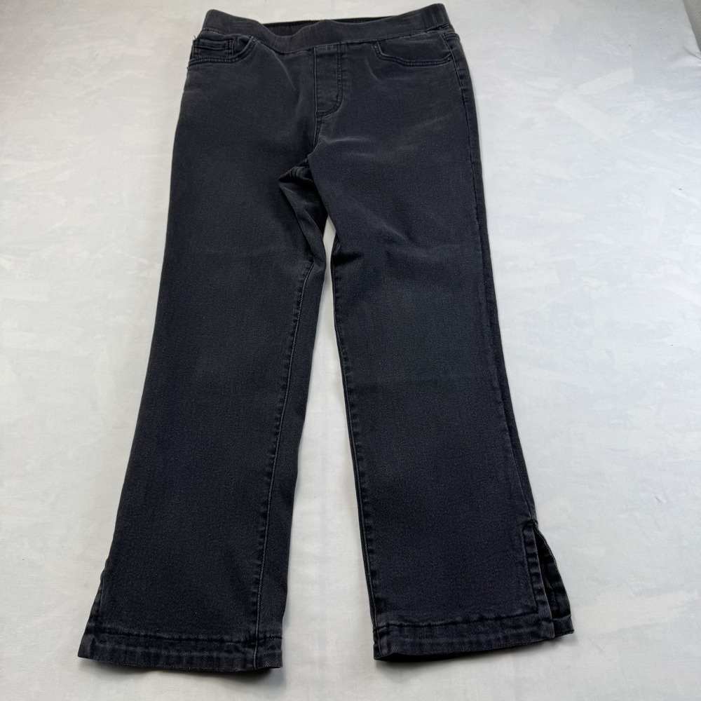 LOGO Lori Goldstein 2 In 1 Pull On Flare Jeans Women's Black Size M